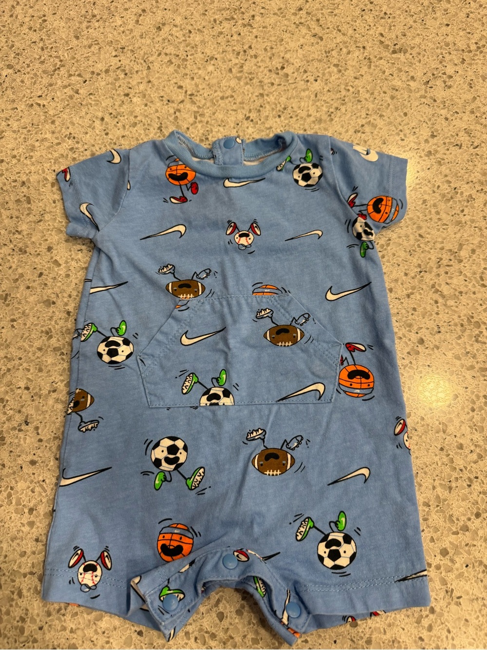Nike Light Blue Sports Ball Print Baby Romper